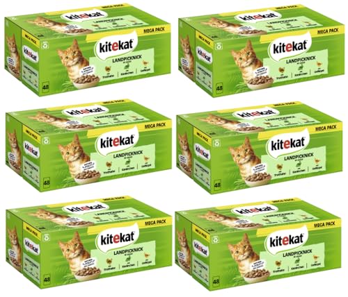 KITEKAT Portionsbeutel Multipack Landpicknick in Sauce 3 Varietäten 6X 48 x 85g