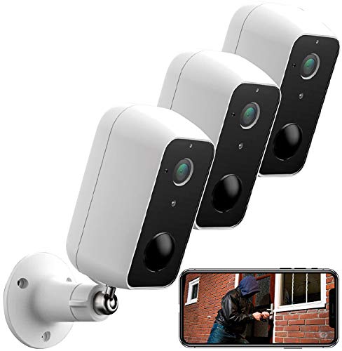VisorTech Akku Kamera: 3er-Set Outdoor-IP-Überwachungskamera, Full HD, WLAN & App, Akku, IP65 (WiFi-Überwachungskamera Outdoor)