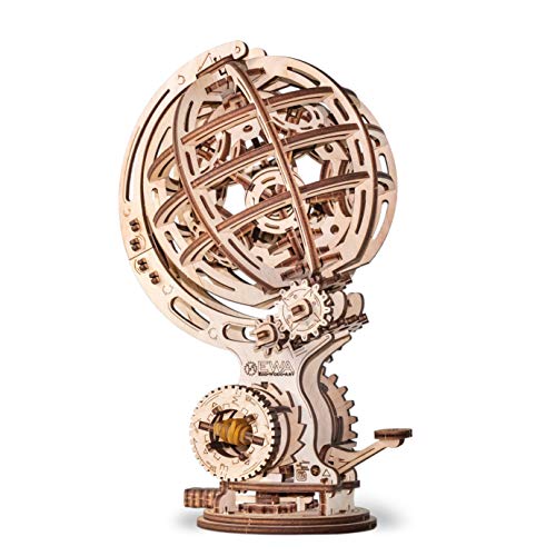 EWA Wooden 3D Mechanical Model Construction kit Kinetic Globe Assembled Model Size: 161*132*251 mm Number of Details: 205 Assembling Without Glue.