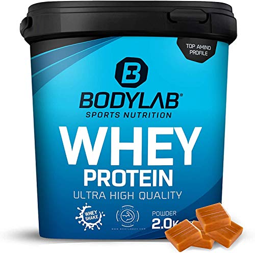 Bodylab24 Whey Protein 2kg | Eiweißpulver, Protein-Shake für Kraftsport & Fitness | Kann den Muskelaufbau unterstützen | Hochwertiges Protein-Pulver mit 80% Eiweiß | Aspartamfrei | Toffee