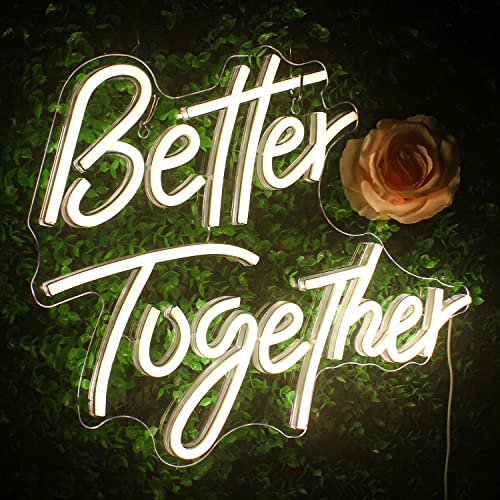 Looklight Better Together Neonschilder Warmweiße LED-Neon-Schild für Wand Dekoration USB Buchstabe Neonlicht für Schlafzimmer Hochzeit Geburtstag Party Bar Zimmers Dekoration Geschenk