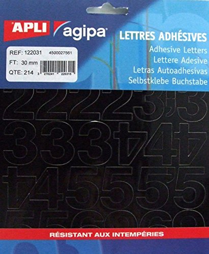 Agipa 122031 Zahlen selbstklebend 30 mm 214 Stück schwarz