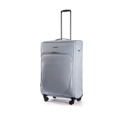 Stratic Mix Koffer Weichschale Reisekoffer Trolley Rollkoffer groß, TSA Kofferschloss, 4 Rollen, Erweiterbar, Größe L, Steel