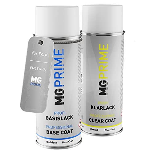 MG PRIME Autolack Sprühdosen Set für Ford Europe B / FM6EWHA Magnetic Metallic/Magnetic Grau Basislack Klarlack Spraydose 400ml