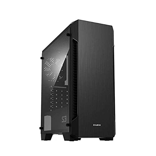 Zalman S3 ATX Mid Tower PC-Gehäuse, vorinstalliert, DREI (3) x 120 mm Lüfter mit rauchigem Acryl-Seitenteil und gemustertem Netz-Design, Schwarz