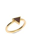 Kerbholz Holzschmuck – Geometrics Collection Triangle Ring, Damen Schmuck Ring, filigraner Ring mit dreieckigen Element aus Naturholz (Gold, S)