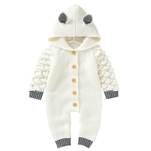 Petyoung Neugeborene Baby Winter Outfit Strickpullover Strampler Kleinkind Jungen Mädchen Kapuze Overall Warme Kleidung