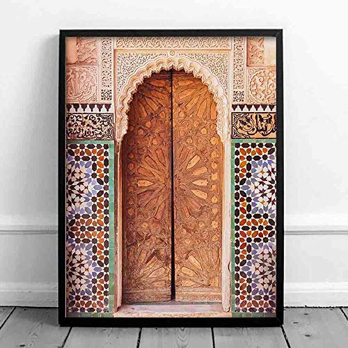 Artwork Posters Prints,Bilder,Marokkanische Tür Wandkunst Reisefotografie Marokko Leinwand Keuchend, Islamische Architektur Poster Drucken Wandbilder Boho Dekor, Poster Vintage Ästhetik_60X80Cm