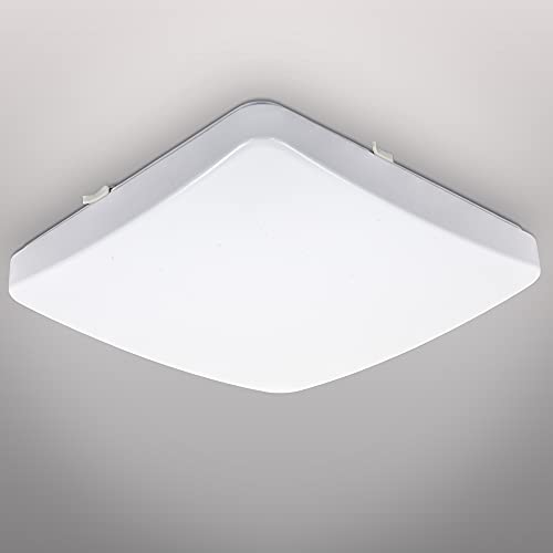 B.K.Licht - LED Deckenlampe mit warmweißer Lichtfarbe, 12 Watt, 1200 Lumen, LED Deckenleuchte, LED Lampe, Wohnzimmerlampe, Schlafzimmerlampe, Küchenlampe, 27x27x8,2 cm, Weiß