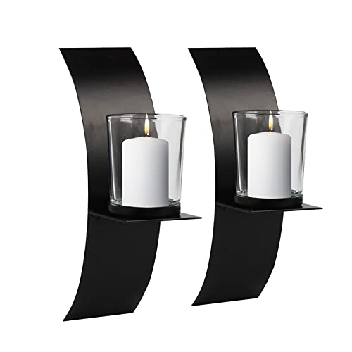 2er Set Kerzenhalter Wandkerzenhalter für Teelichter aus Metall für Kerzenständer Wand Teelichthalter Kreative Deko, Schwarz