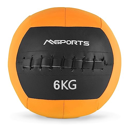 MSPORTS Wall-Ball Premium Gewichtsball 2-10 kg Medizinball (6 kg - Orange)