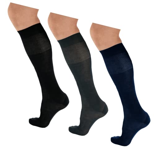 LANCETTI 6 Paar klassische elegante lange Socken für Männer in Lisle Made in Italy - (39-41) Multicolor