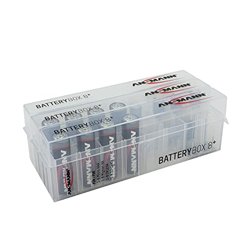 ANSMANN Batteriebox für AAA Micro, AA Mignon Akkus & Batterien, Spezialbatterien & Speicherkarten - Akkubox zum Schutz & Transport für 8 Accus - Batterie Box & Akku Box zur Aufbewahrung - 3 Stück