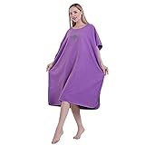 waheed Badeponcho, Surfponcho, Ultraleicht Handtuch Badetuch Poncho, Strand Umziehhilfe, Schnelltrockend Bademantel aus Mikrofase für Damen Herren Kinder 90 * 110cm (Lila)