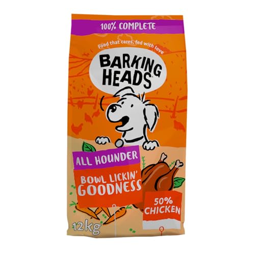 Barking Heads Hundefutter Trocken Getreidefrei - Herzhaftes Huhn - 100% Natürlich, Huhn, ohne künstliche Geschmacksverstärker, für gesunde Gelenke, 12kg