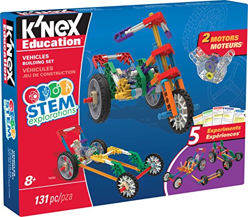 K'NEX 34388 - STEM Explorations Building Set Vehicles, Baukasten Fahrzeuge mit 131 Teilen und 2 Motoren, Konstruktionsset für 5 Modelle, Bau- und Konstruktionsspielzeug Set für Kinder ab 8+ Jahre