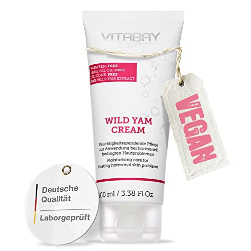 Vitabay Wild Yams Creme 100 ml - 80% Yamswurzel Extrakt Creme für Gesicht und Körper - 64% Diosgenin - Wechseljahre Wild Yam Wurzel Creme Wild Yam Cream - 100% Nano-frei & ohne Synthetische Hormone