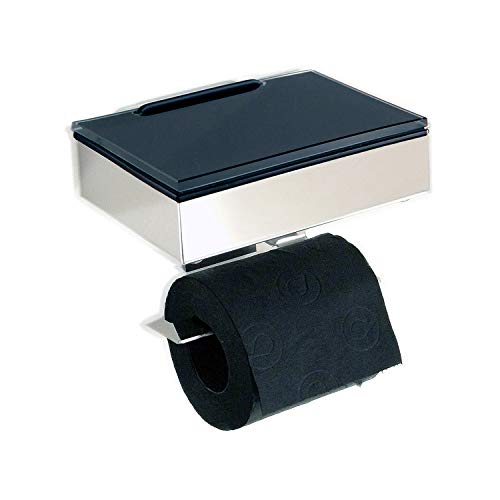 Feuchttücherbox/Rollenhalter Edelstahl - Glas schwarz - Kombination -Papierhalter - Made in Germany