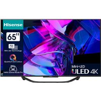 Hisense 65U7KQ 164 cm (65 Zoll) Fernseher 4K Mini LED ULED HDR Smart TV, Quantum Dot, 120Hz, HDMI 2.1, Game Mode Pro, Dolby Vision IQ & Atmos, Bluetooth, Alexa Built-in, Anthrazit [2023]