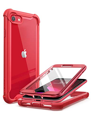 i-Blason iPhone SE (4,7") Hülle 2020 360 Grad iPhone 8 Handyhülle [Ares] iPhone 7 Hülle Bumper Case Transparent Schutzhülle Cover mit integriertem Displayschutz (Rot)