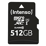 Intenso Premium microSDXC 512GB Class 10 UHS-I Speicherkarte inkl. SD-Adapter (bis zu 90 MB/s), schwarz