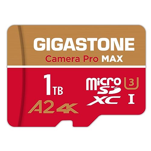 GIGASTONE 1 TB Micro-SD-Karte, Camera Pro Max, bis zu 100/90 MB/s, MicroSDXC-Speicherkarte für DJI, Gopro, Insta360, Dashcam, 4K Video UHS-I A2 V30 U3 C10 mit Adapter