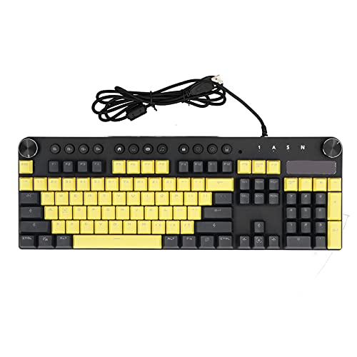 PUSOKEI Mechanische Gaming-Tastatur, farbenfrohe Gaming-Tastatur mit Hintergrundbeleuchtung, 104-Tasten-Layout, volle Taste ohne Durchschlag, ergonomische Tastenkappen, für PC und(Schwarzer Schaft)