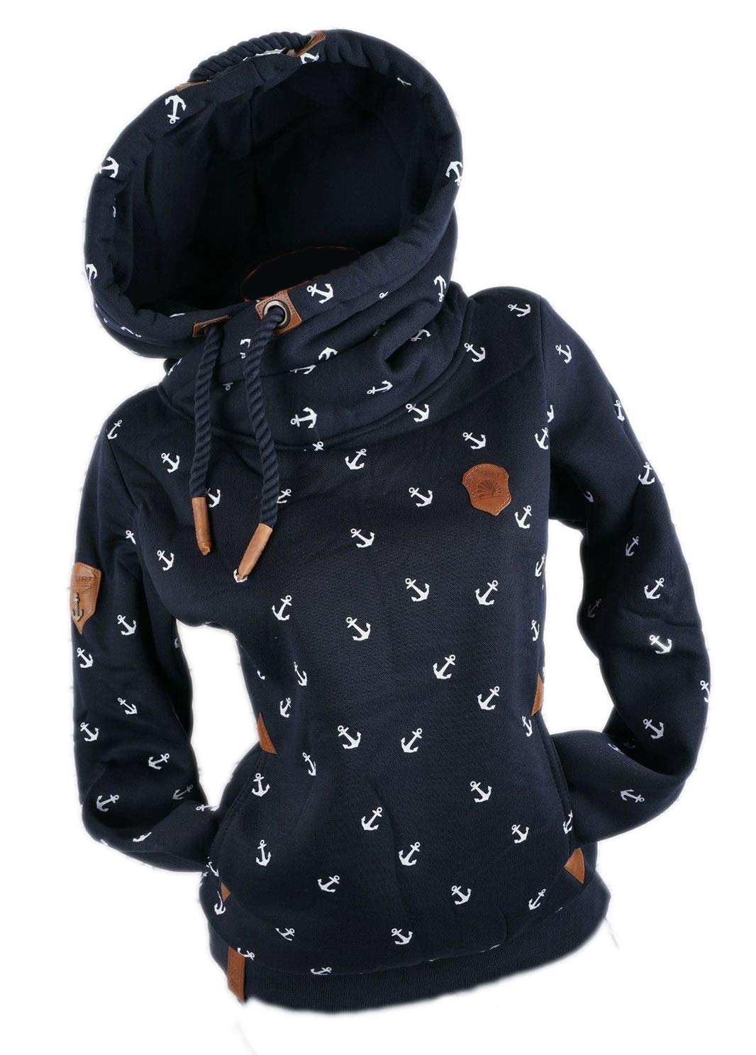 xy Damen Kapuzenpullover Hoodie Sweatshirt Warmer Fleece Pulli (Blau, XL)