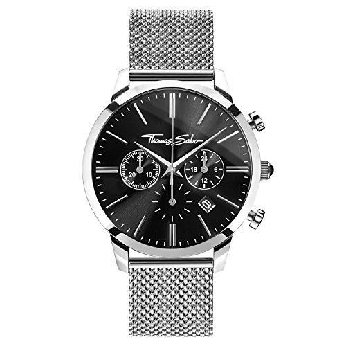 THOMAS SABO Herren Herrenuhr Rebel Spirit Chrono  Herrenuhr Rebel Spirit Chrono  Edelstahl Milanaisearmband WA0245-201-203