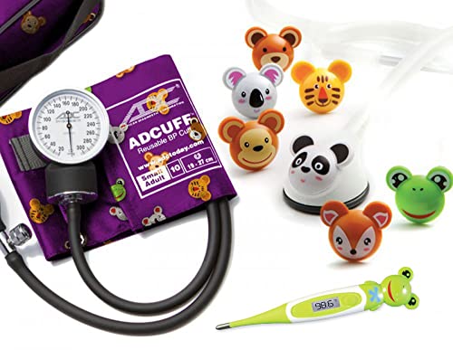 ADC Pro’s Combo Adimals - Set: Taschen-Aneroid-Blutdruckmessgerät, pädiatrisches Stethoskop und Thermometer