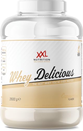XXL Nutrition - Whey Delicious Protein Pulver - Leckerste Shake - Eiweiss Pulver, Whey Protein Isolat & Konzentrat - Hohe Qualität - 78,5% Proteingehalt - Cappuccino - 2500 Gramm