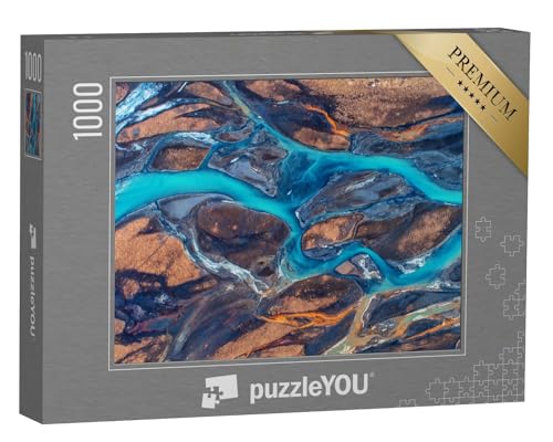 puzzleYOU: Puzzle 1000 Teile „Flusslandschaft in Island aus der Vogelperspektive“