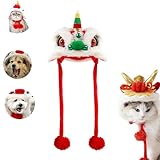 VERBANA Year of Dragon Dog Cat Hat, Adjustable Dog Dragon Hat for New Year, Chinese Style Pet Dragon Headgear, Pets Hat for Cats Small Dogs for Lunar New Near Parties, Spring Festivals (Small,Green)