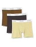 Calvin Klein Herren 3er Pack Boxer Briefs Baumwolle mit Stretch, Mehrfarbig (Sunny Lime Hthr, Phantom, Dark Olv), L