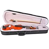 Natürlich Handgefertigt Akustische Violine, Anfänger Geigenset mit Bogen Kolophonium Tasche Volle Größe Ahornholz Violine für Schüler(1/4)