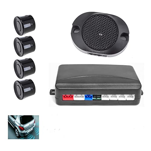 ePathChina 4 Sensoren Buzzer Auto Parksensor System mit akustischem Alarm/wasserdicht, Rückfahrhilfe (schwarz)