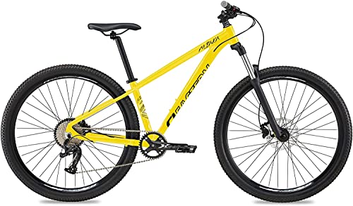 Eastern Bikes Alpaka 29" Leichtgewichts-MTB Mountainbike, 9-Gang, hydraulische Scheibenbremsen, vordere Federung in 4 Rahmengrößen erhältlich (21", Gelb)