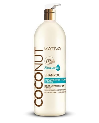Kativa Coconut Shampoo 550 ml | Shampoo ohne Sulfate und Parabene | Wiederaufbau, Glanz und Feuchtigkeit | stark geschädigtes, empfindliches, trockenes Haar | Bio-Kokosöl