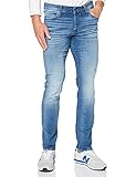 JACK & JONES Jeans Slim Fit Denim Stretch Hose mit Knopfleiste und braunen Nähten JJIGLENN JJICON, Farben:Blau,Größe Jeans:W29 L34,Z - Länge L30/32/34/36/38:L34