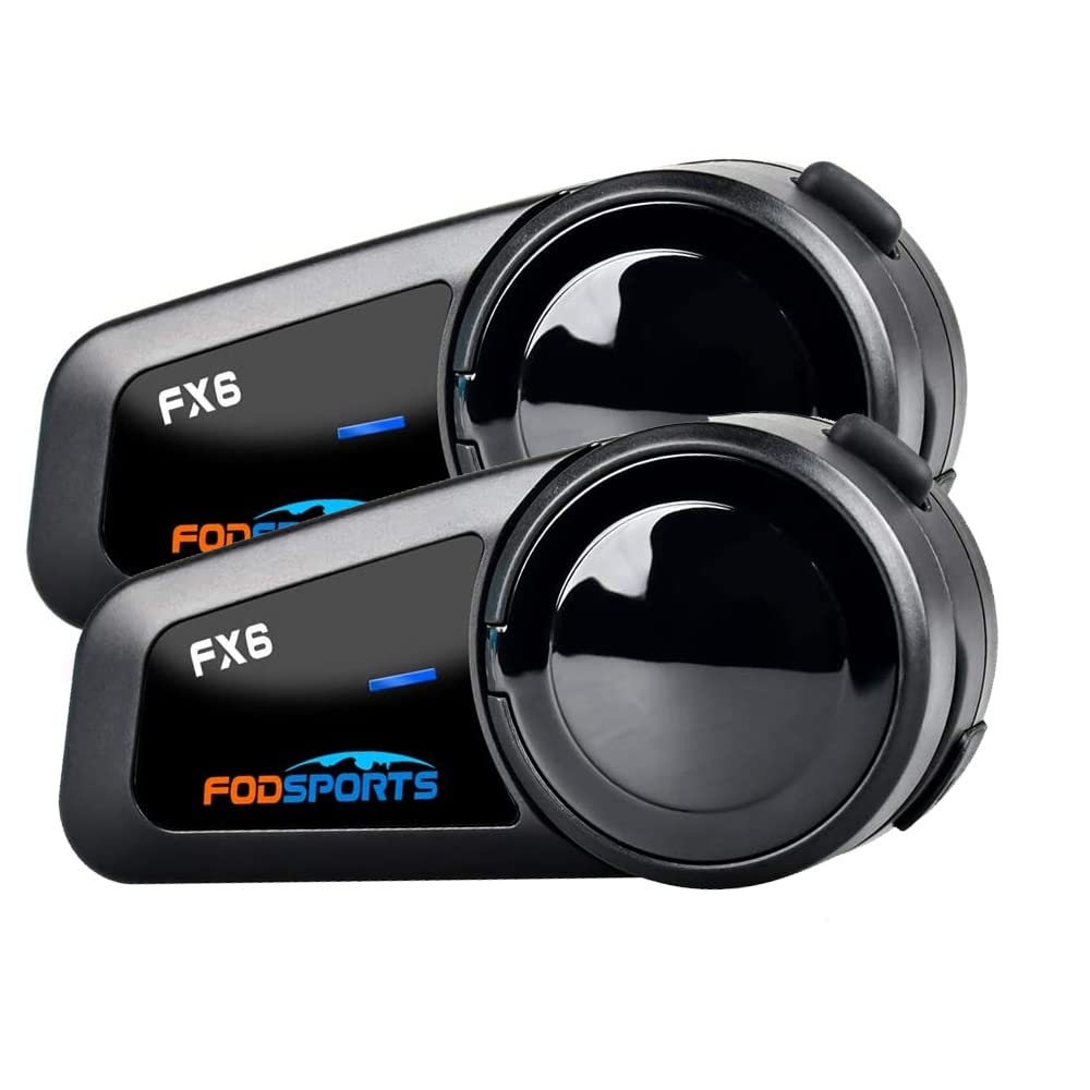 Fodsports FX6 Motorrad Bluetooth Headset, Intercom Motorrad Kommunikationssystem für 6 Motorräder mit 1000m Reichweite, Motorradhelm Gegensprechanlage mit Universelle Konnektivität