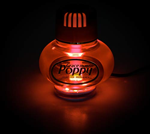 Lufterfrischer Original Grace Mate Poppy mit roter LED Beleuchtung, Duft Inhalt 150 ml, 24 Volt Anschluss für LKW (Duft Vanille)
