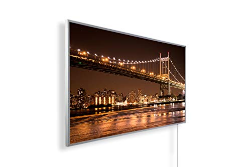 Könighaus Fern Infrarotheizung - Bildheizung in HD Qualität mit TÜV/GS - 200+ Bilder - mit Smart Home Thermostat, steuerbar mit APP für Handy- 1000 Watt (153. New York Skyline nachts)