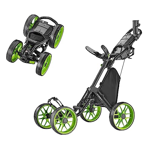 CaddyTek Golfwagen mit 4 Rädern – Caddycruiser One Version 8 1-Click Faltbarer Trolley – leicht, kompakt, leicht zu öffnen, CaddyCruiser ONE Version 8 - Lime, Lime, Einheitsgröße