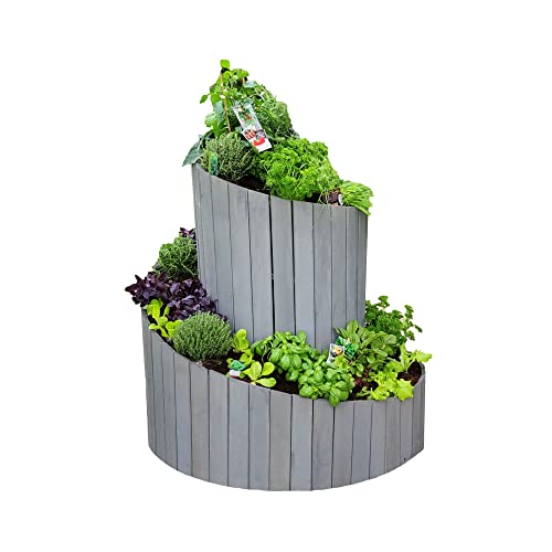 UNUS Garden Kräuterspirale aus Holz, platzsparendes Design für vielfältigen Kräuteranbau, Kräuterschnecke für Garten oder auf der Terrasse, Länge 3m, Höhe 25cm-73cm