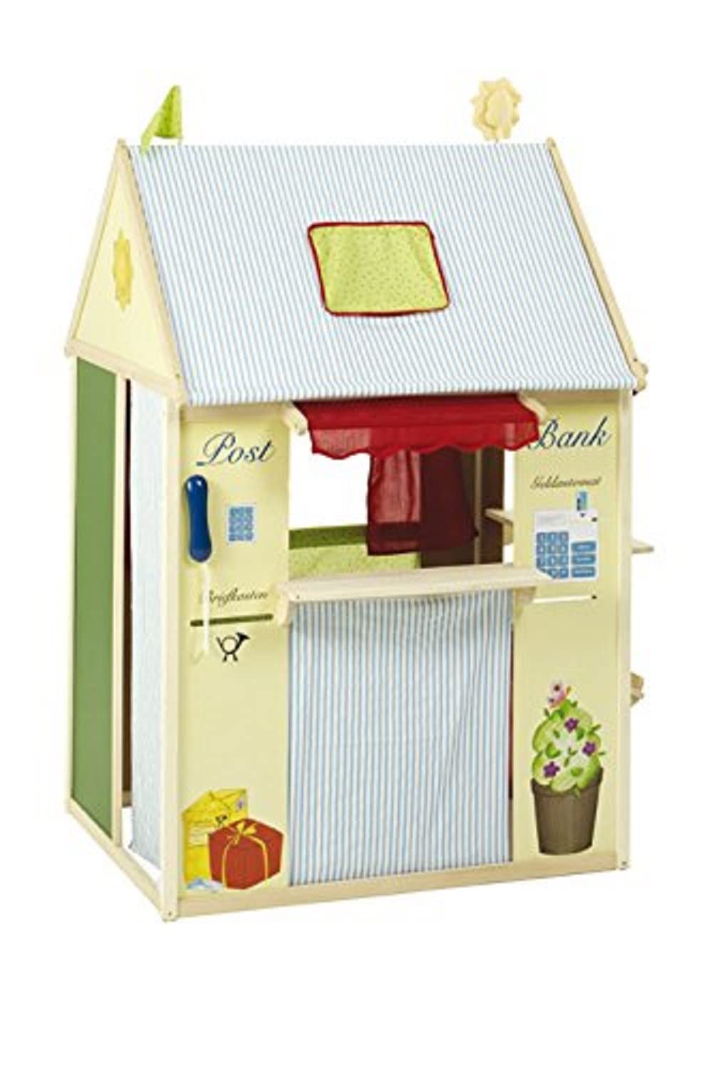 roba Spielhaus-Kombination, Rollenspiel Haus für Kinder, verwendbar als Kaufladen, Kasperletheater, Tafel, Schalter für Post/Bank/Kiosk