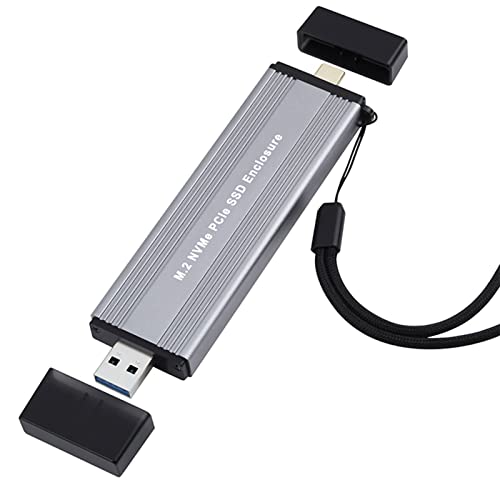 AOOOWER M2 NVME SSD Gehäuse Externes Gehäuse USB 3.1 Typ A + USB 3.2 Gen2 TypeC 10 Gbit/s M2 M Key NVME Zu USB Adapterbox 10 Gbit/s M2 SSD Gehäuse Nvme Gehäuse M2 Zu USB 3.1 SSD Adapter