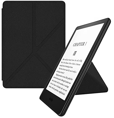 MyGadget Origami Hülle für Amazon Kindle 11. Generation ( Modell 2022 - 6 Zoll) - Kunstleder - Auto Sleep / Wake Funktion - Flip Case in Schwarz