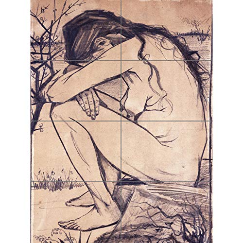 Artery8 Vincent Van Gogh Sorrow Illustration Drawing XL Giant Panel Poster (8 Sections) Zeichnung