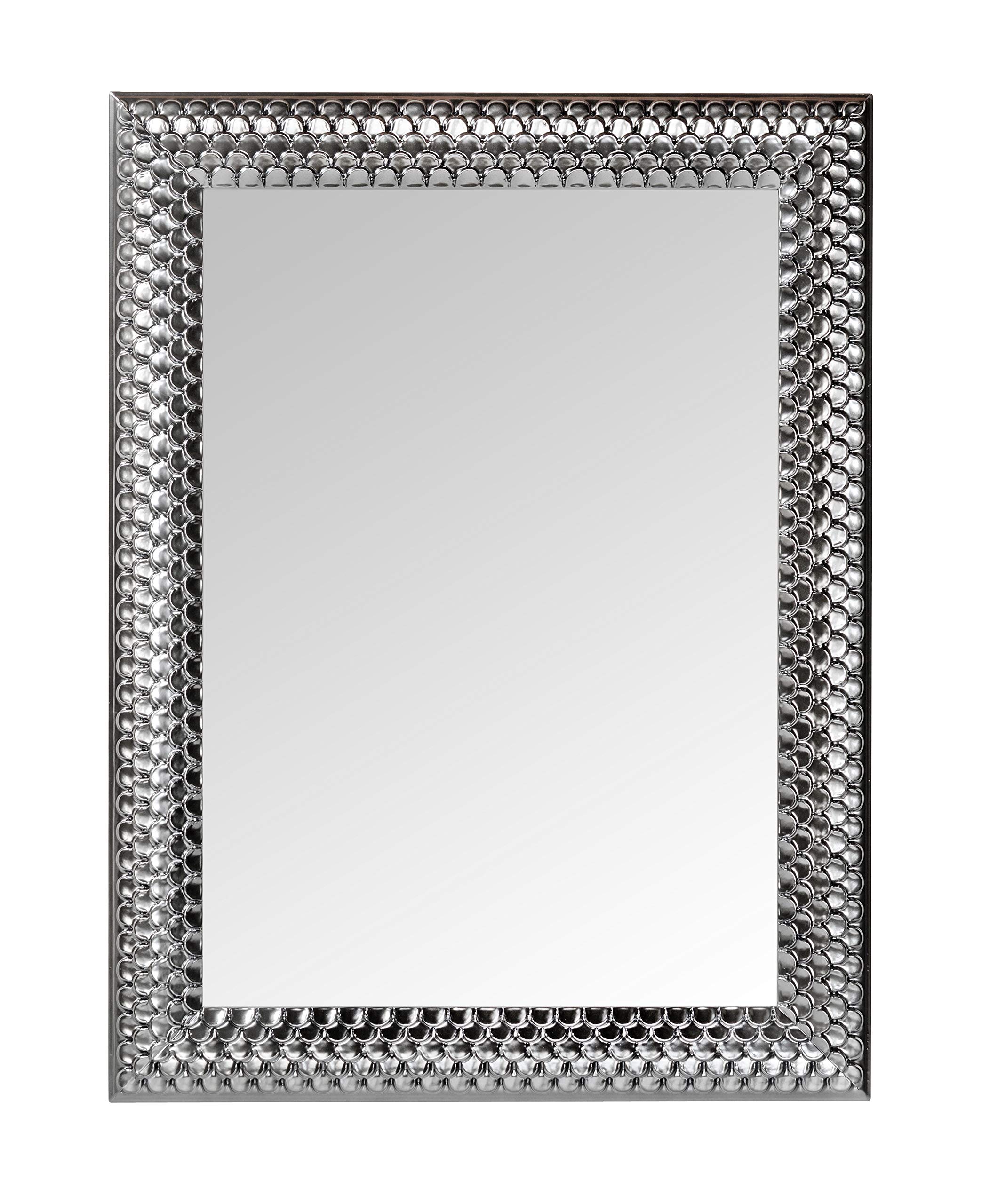 MO.WA Spiegel Wandspiegel Modern 65x85 Silber Dekospiegel Rechteckig Wandspiegel mit Holzrahmen versilbert Rechteckiger Spiegel - Moderner Spiegel - Badezimmer Spiegel