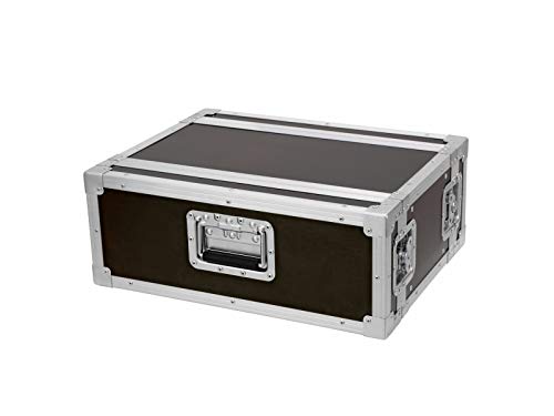 Roadinger Rack Profi, 4 HE, 25 cm tief | PRO Flightcase für 483-mm-Geräte (19") | 2 abnehmbare Deckel | 9 mm mehrschichtig verleimtem Birkenmultiplexholz, dunkelbraun laminiert